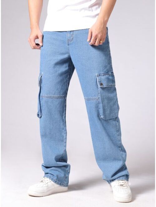 Shein Men Flap Pocket Side Cargo Jeans