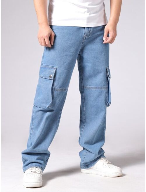 Shein Men Flap Pocket Side Cargo Jeans