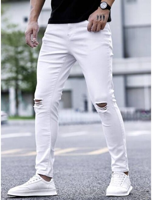 Shein Men Ripped Frayed Skinny Jeans