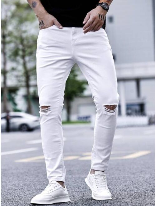 Shein Men Ripped Frayed Skinny Jeans