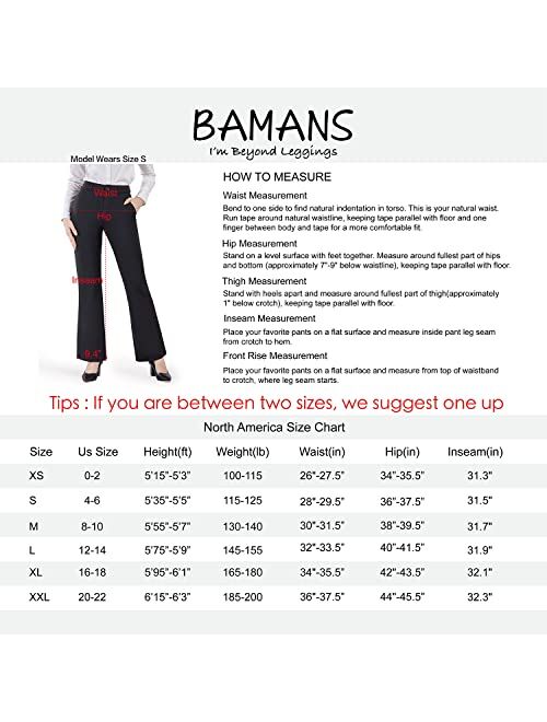 Bamans Dress Pants for Women Bootcut Stretch Work Pants Belt-Loop Bootleg Yoga Pants with Pockets