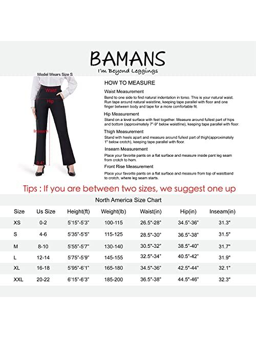 Bamans Yoga Dress Pants for Women Bootcut Pull-on Work Pants Bootleg Pants Stretch with Pockets