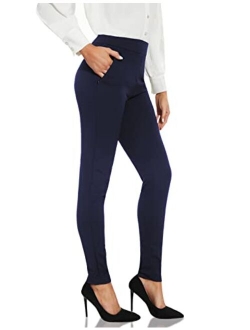 SEVEGO Women's Stretchy Slim Dress Pants 28"/30"/32"/34" High Waist with Zipper Pockets Tall, Petite for Office Work Business