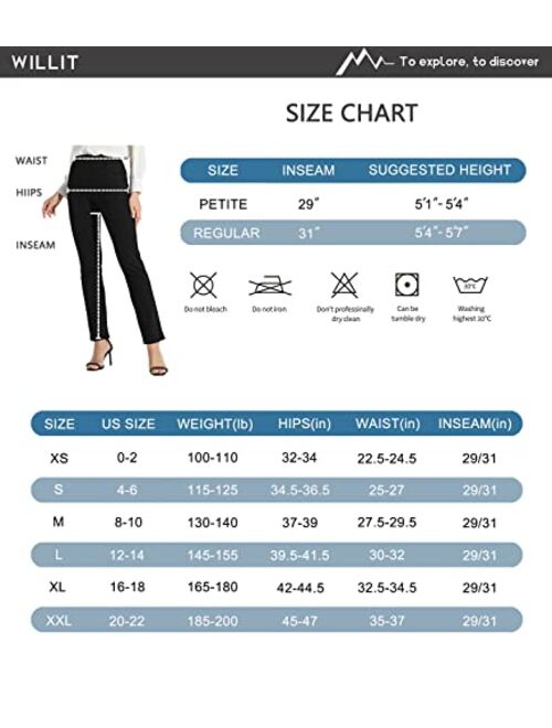 Willit Women's Yoga Dress Pants 29"/31" Straight Leg Stretchy Office Casual Yoga Work Slacks Petite/Regular with 4 Pockets