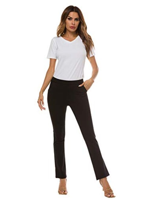 iChosy Women's Pull On Barely Bootcut Stretch Dress Pants