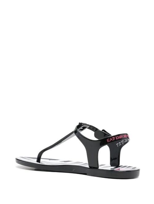 Ea7 Emporio Armani high-shine thong-strap sandals