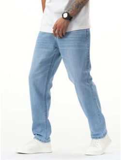 Men Slant Pocket Straight Leg Jeans