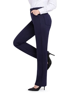 PUWEER Work Pants for Women, Stretch Dress Pants with Pockets, Straight Leg Slacks for Women to Business Work Casual