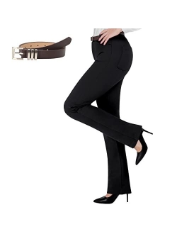 PUWEER Work Pants for Women, Stretch Dress Pants with Pockets, Straight Leg Slacks for Women to Business Work Casual