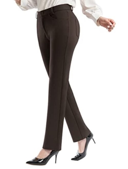 PUWEER Work Pants for Women, Stretch Dress Pants with Pockets, Straight Leg Slacks for Women to Business Work Casual