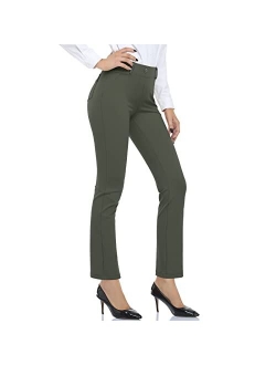 HISKYWIN Women Yoga Dress Pants Stretchy Work Pants Straightleg/Bootcut Office Slacks with Pockets for Business Casual Petite