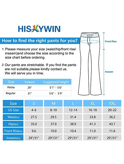 HISKYWIN Women Yoga Dress Pants Stretchy Work Pants Straightleg/Bootcut Office Slacks with Pockets for Business Casual Petite