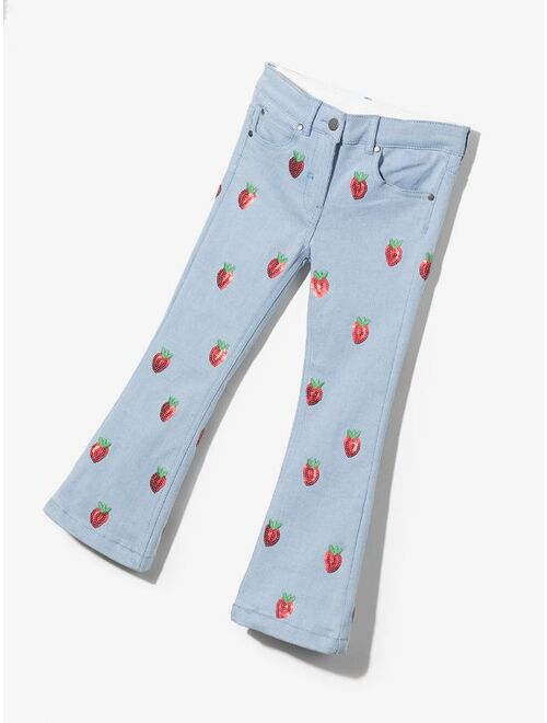 Stella McCartney Kids embellished strawberry-print jeans