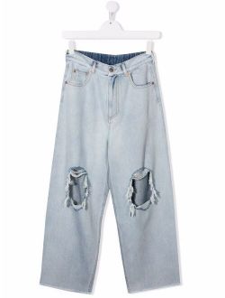 Kids ripped-detail jeans