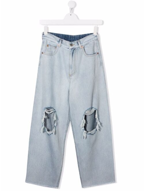 MM6 Maison Margiela Kids ripped-detail jeans