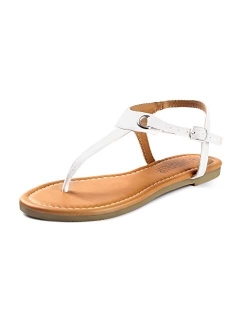 SANDALUP Women's Thong Flat Sandals T-Strap Summer Shoes with Buckle