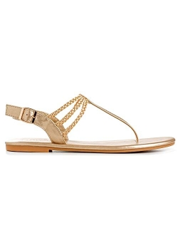 Plaka Rappel Flat Dressy Sandals Women, Thong Sandals for Women, Strappy Women Sandals, Fashion Sandals for Women Dressy Summer Flat with Adjustable Buckle