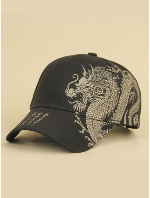 Shein Men Chinese Dragon Pattern Baseball Cap