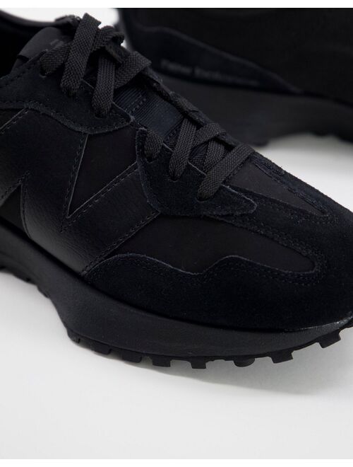 New Balance 327 suede sneakers in triple black