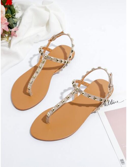 Shein Studded Decor Thong Sandals