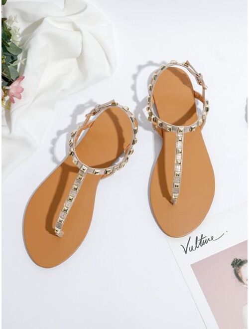 Shein Studded Decor Thong Sandals