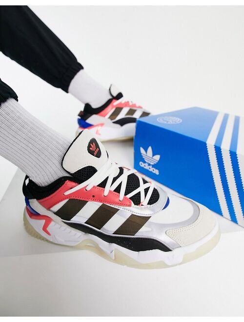 adidas Originals Niteball II sneakers in white and pink