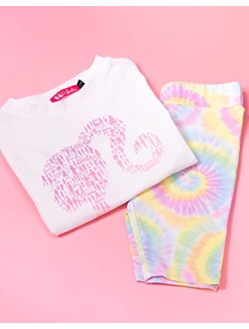 Barbie T-Shirt with Cycle Shorts Set Girls Kids Logo Tie Dye Outfit