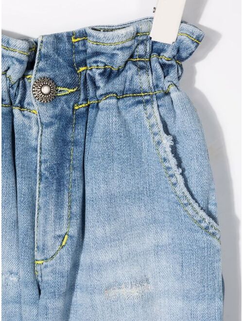 DONDUP KIDS paperbag-waist straigth-leg jeans