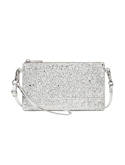 Lam Gallery Sparkling Sequin Evening Clutch Silver Bride Purse for Wedding Glitter Clutch Handbag for Party