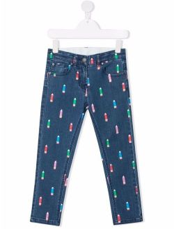 Kids pencil-print stretch jeans