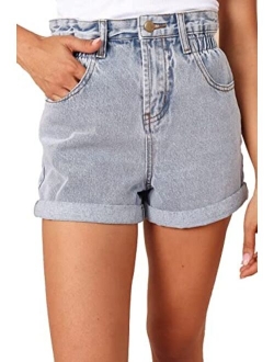 POTILI Womens Jean Shorts High Waisted Denim Shorts Ripped Frayed Casual Stretchy Shorts for Summer