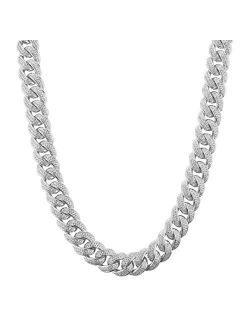 NIV'S BLING | Miami Cuban Link Chain for Men and Women Iced with 2 Row Cubic Zirconia - 18K Yellow Gold and White Gold Plated Choker Necklace