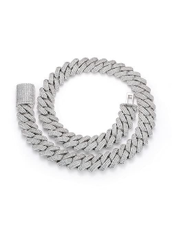 MLENS 25MM Iced Out Cuban Link Chain Hip Hop 18K White Gold/Real Gold Plated 5A Cubic-Zirconia Necklace for Women Miami Rapper Bling Diamond Choker Jewelry Gift for Men