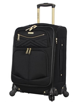 Steve Madden Designer 20 Inch Carry On Luggage Collection - Lightweight Softside Expandable Suitcase for Men & Women - Durable Bag with 4-Rolling Spinner Wheels (Harlo Bl