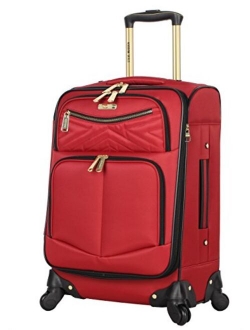 Steve Madden Designer 20 Inch Carry On Luggage Collection - Lightweight Softside Expandable Suitcase for Men & Women - Durable Bag with 4-Rolling Spinner Wheels (Harlo Bl