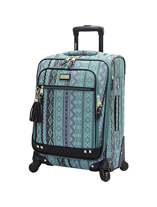 Steve Madden Designer 20 Inch Carry On Luggage Collection - Lightweight Softside Expandable Suitcase for Men & Women - Durable Bag with 4-Rolling Spinner Wheels (Harlo Bl