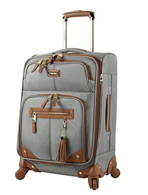 Steve Madden Designer 20 Inch Carry On Luggage Collection - Lightweight Softside Expandable Suitcase for Men & Women - Durable Bag with 4-Rolling Spinner Wheels (Harlo Bl