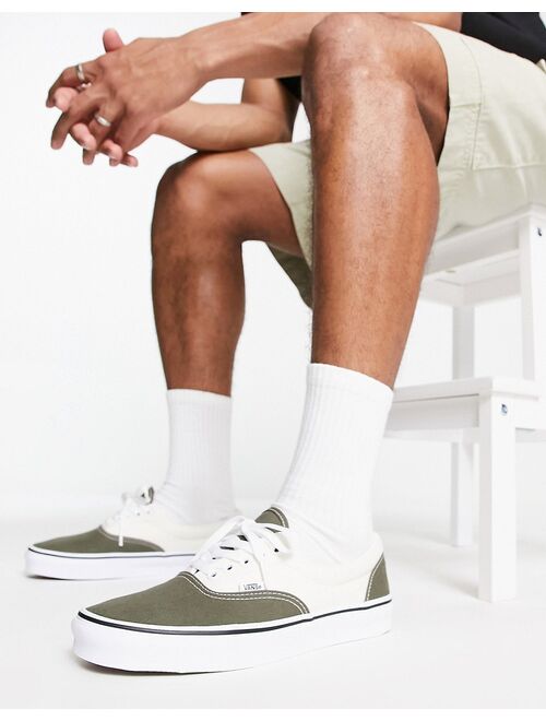 Vans Era sneakers in green and off white