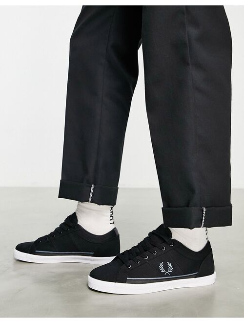 Fred Perry twill lace up sneaker in black