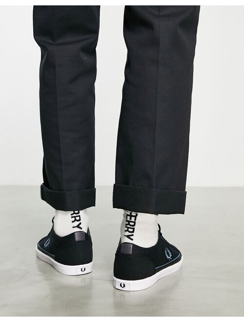 Fred Perry twill lace up sneaker in black