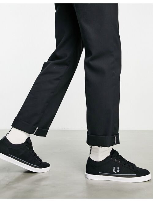 Fred Perry twill lace up sneaker in black