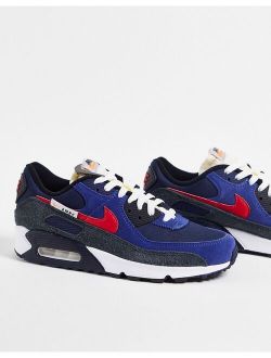 Air Max 90 SE sneakers in deep royal/university red