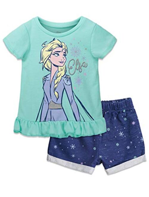 Disney Frozen Elsa Fashion Graphic T-Shirt & French Terry Shorts Set