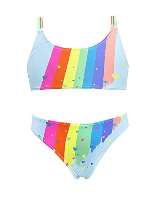 SHEKINI Toddler Baby Girls Rainbow Two Piece Swimsuit Sport Athletic Bikini Sets