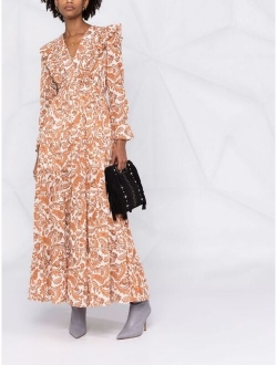 paisley-print ruffled dress