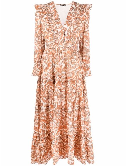 Maje paisley-print ruffled dress