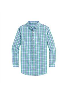 Boys' Plaid Poplin Whale Shirt