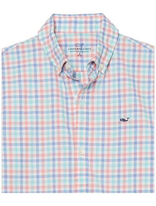 vineyard vines Boys' Plaid Poplin Whale Shirt