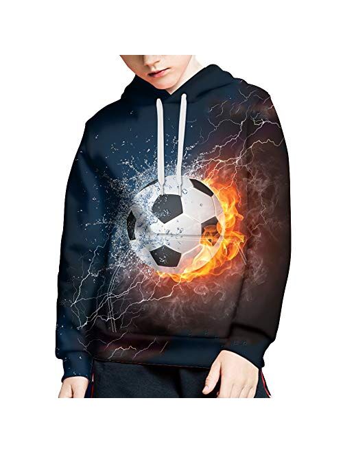 WELLFLYHOM Unisex Kids Sweatshirt Boys Girls Hooded Kangaroo Pocket Pullover Hoodies Graphic