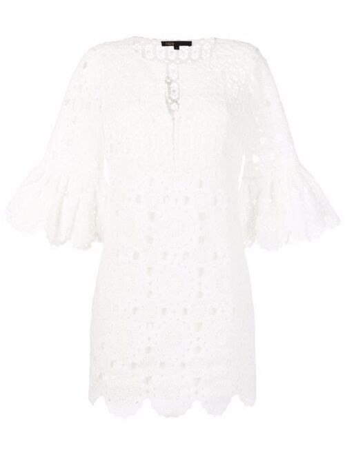 Maje scallop-edge crochet dress